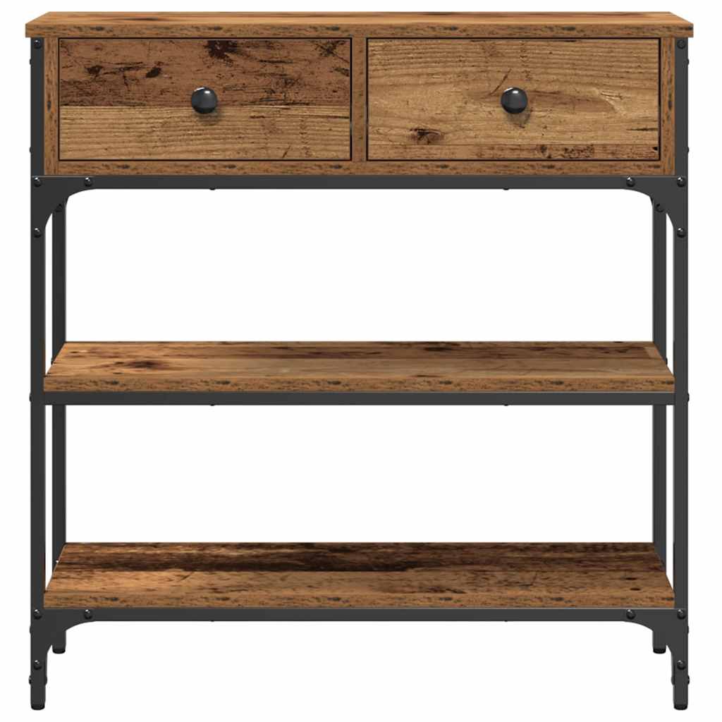 Konzolasztal fiókkal öreg fa 72.5 x 25 x 75 cm faanyag