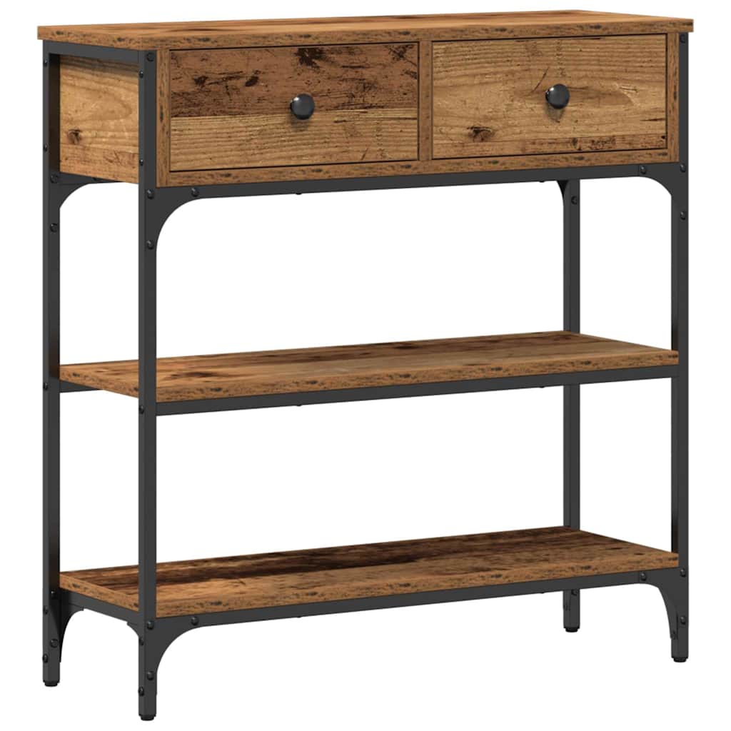 Konzolasztal fiókkal öreg fa 72.5 x 25 x 75 cm faanyag