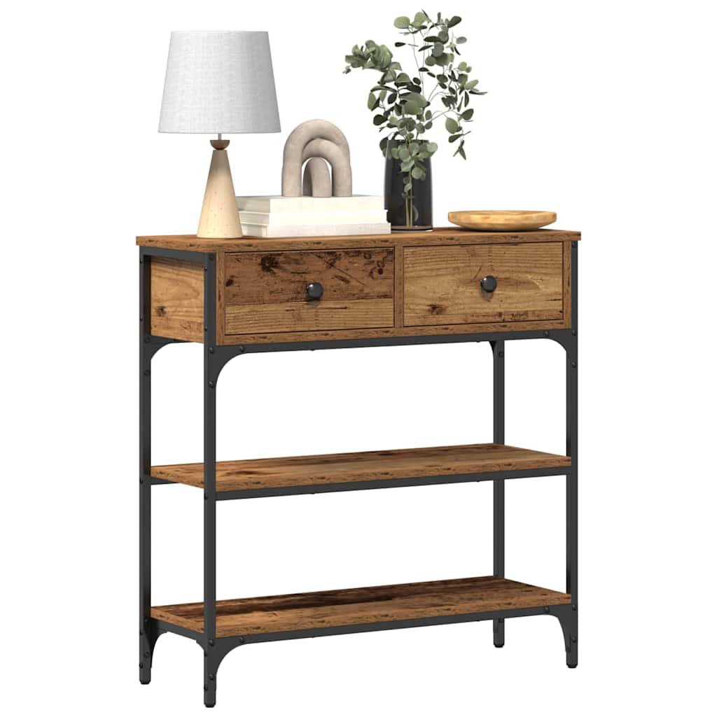 Konzolasztal fiókkal öreg fa 72.5 x 25 x 75 cm faanyag