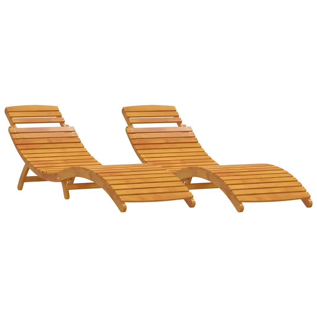 Napozóágy 2 pcs barna 55 x 184 x 64cm tömör akácfa