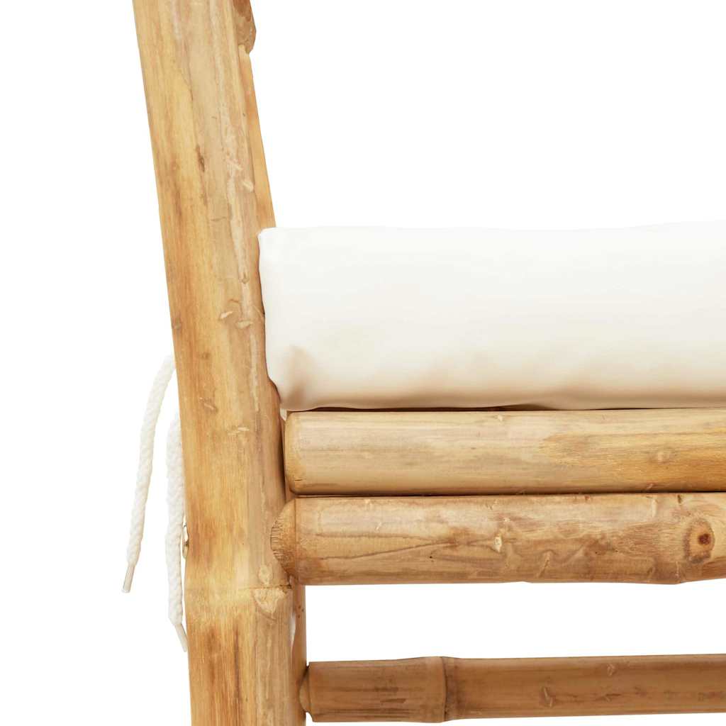 Kerti pad párnával barna 110 x 38 x 65cm bambusz