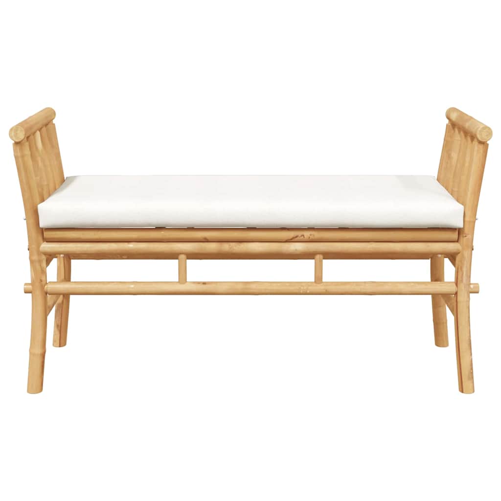 Kerti pad párnával barna 110 x 38 x 65cm bambusz