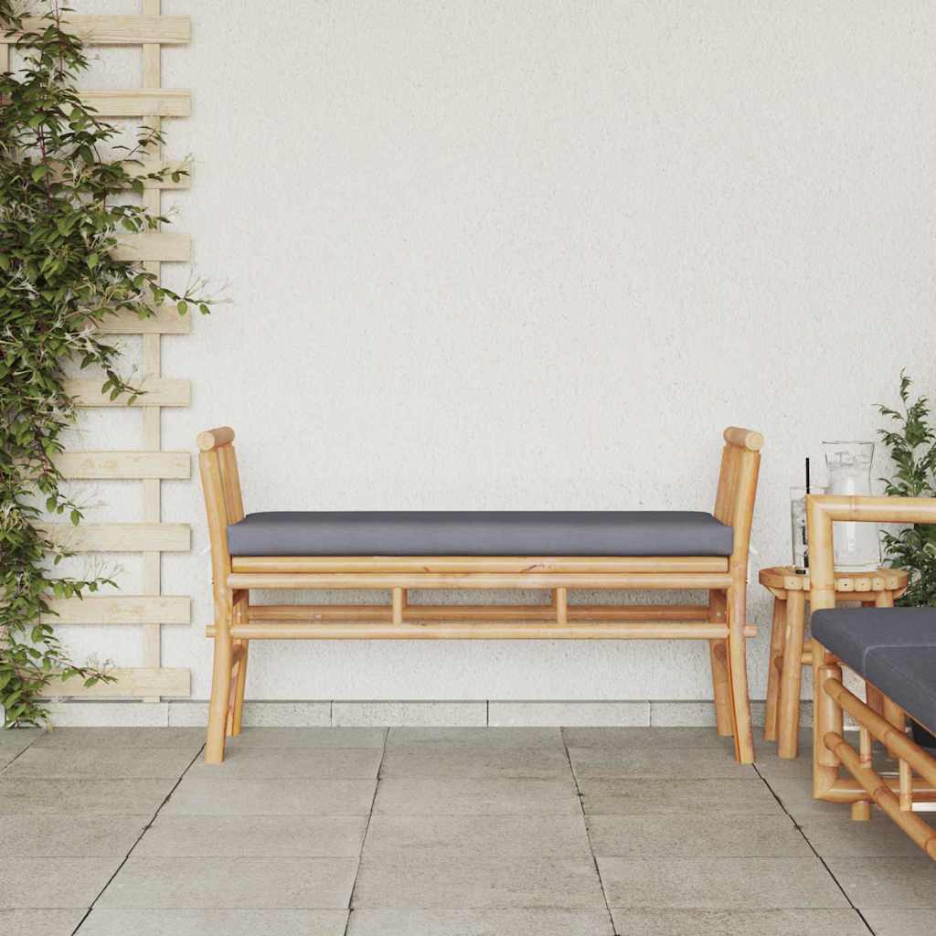Kerti pad párnával barna 110 x 38 x 65cm bambusz