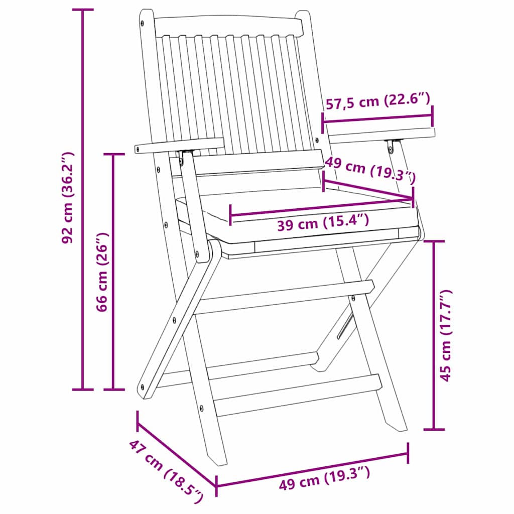 Összecsukható szék 4 pcs szürke 49 x 57.5 x 92cm tömör akácfa