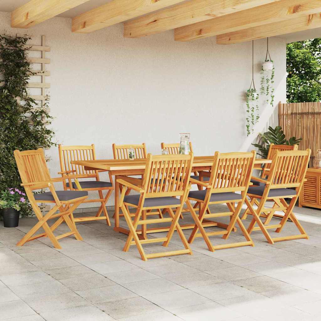 Összecsukható szék 8 pcs szürke 49 x 57.5 x 92cm tömör akácfa