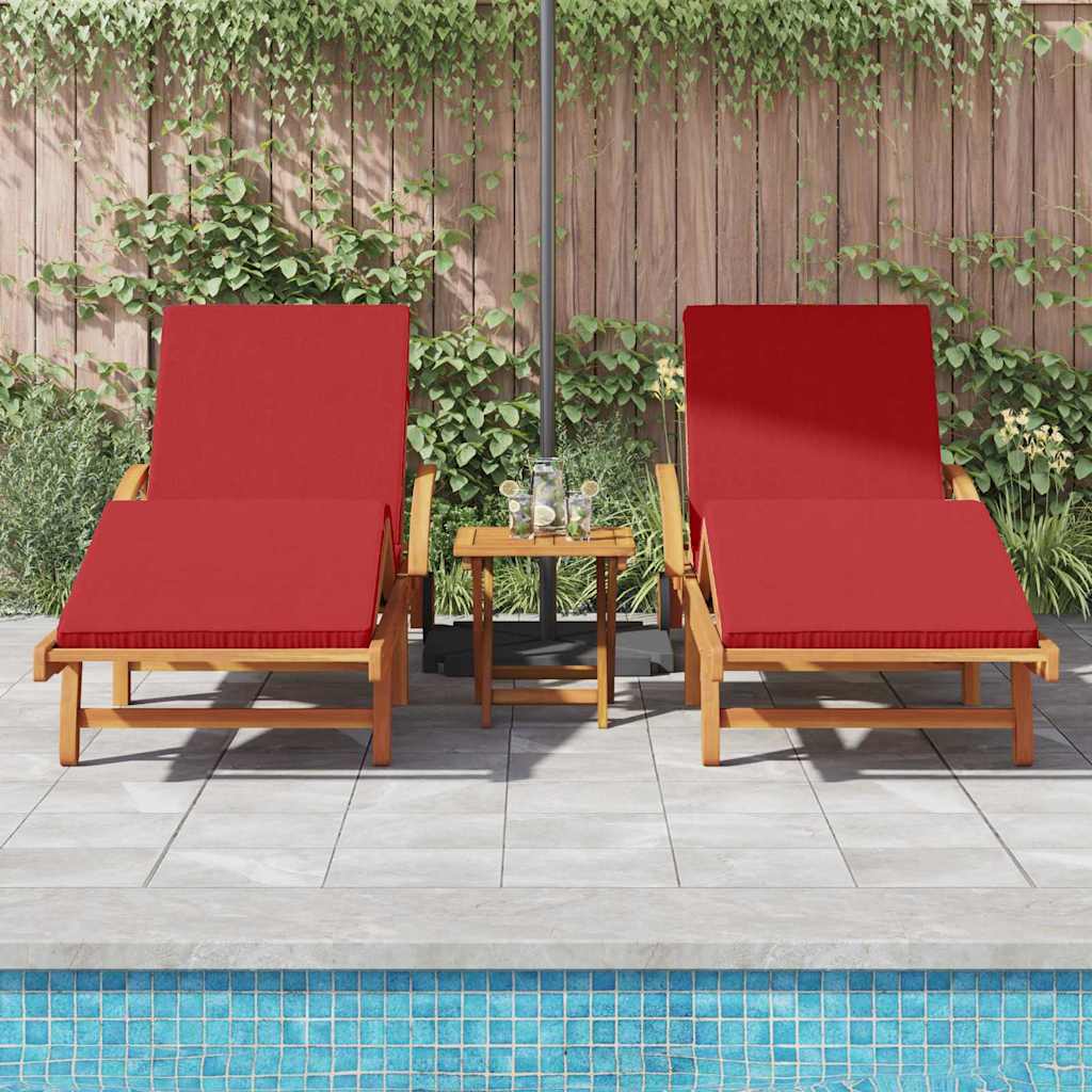 Napozó 2 pcs piros 200 x 67 x 84 cm tömör akácfa