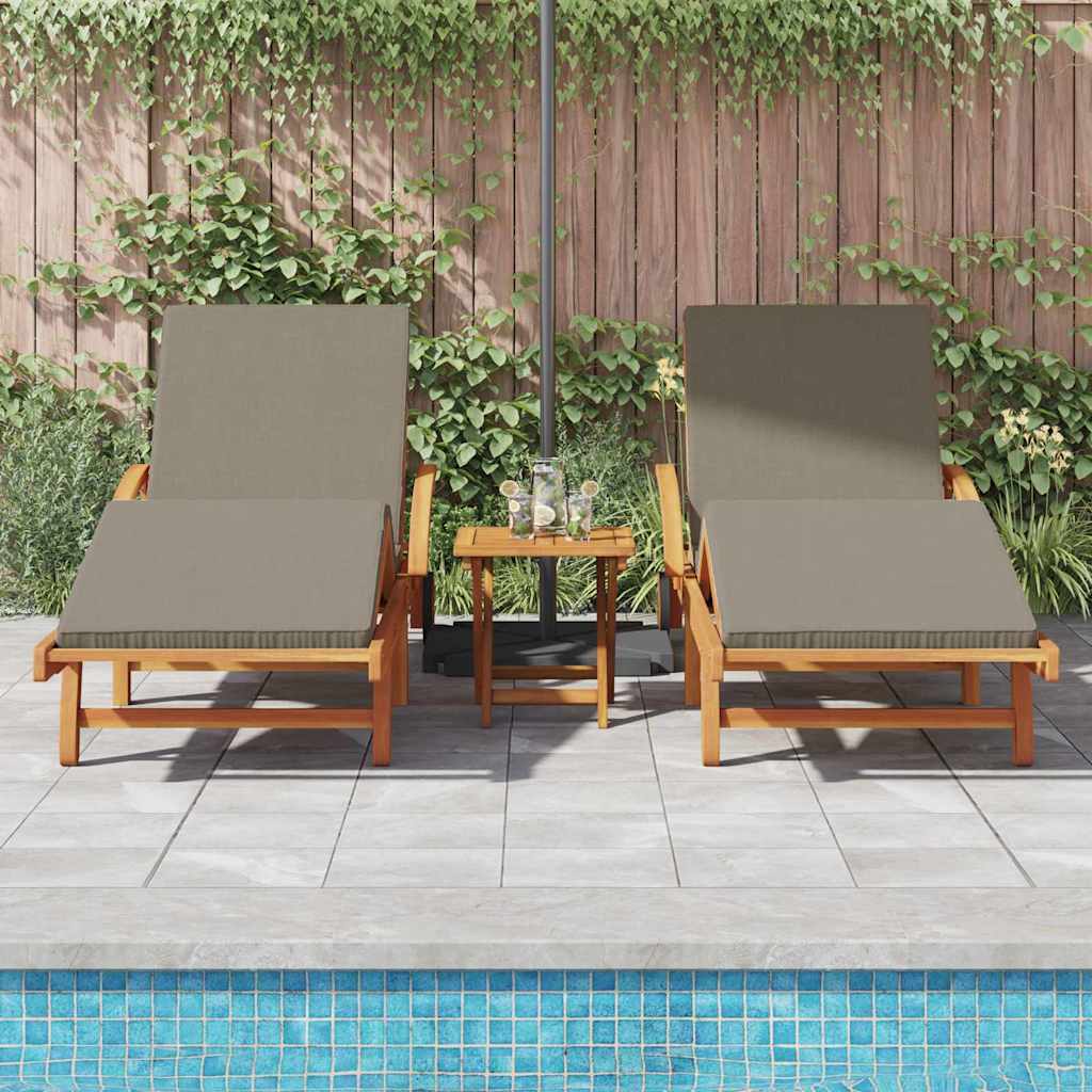 Napozó 3 pcs tópszínű 200 x 67 x 84 cm tömör akácfa
