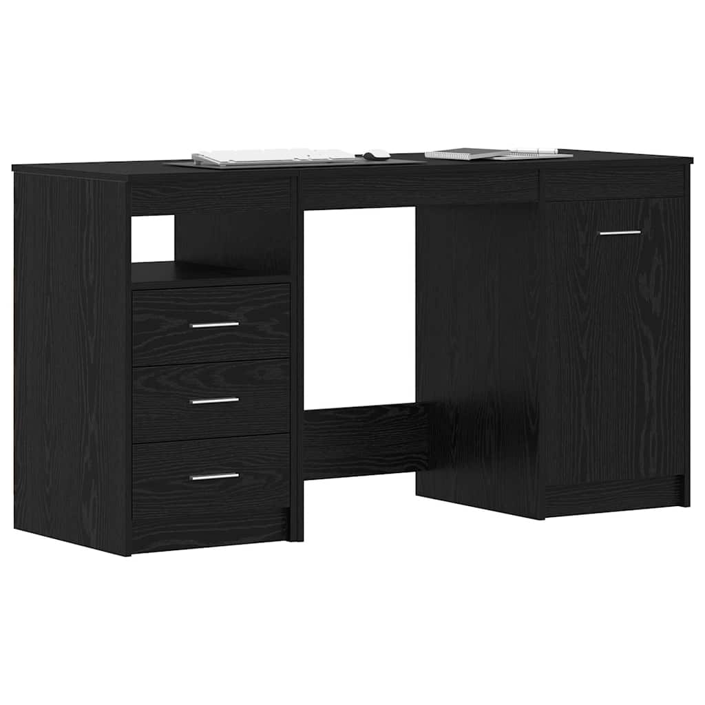Asztal fiókkal polcokkal musta tammi 140 x 50 x 76 cm faanyag