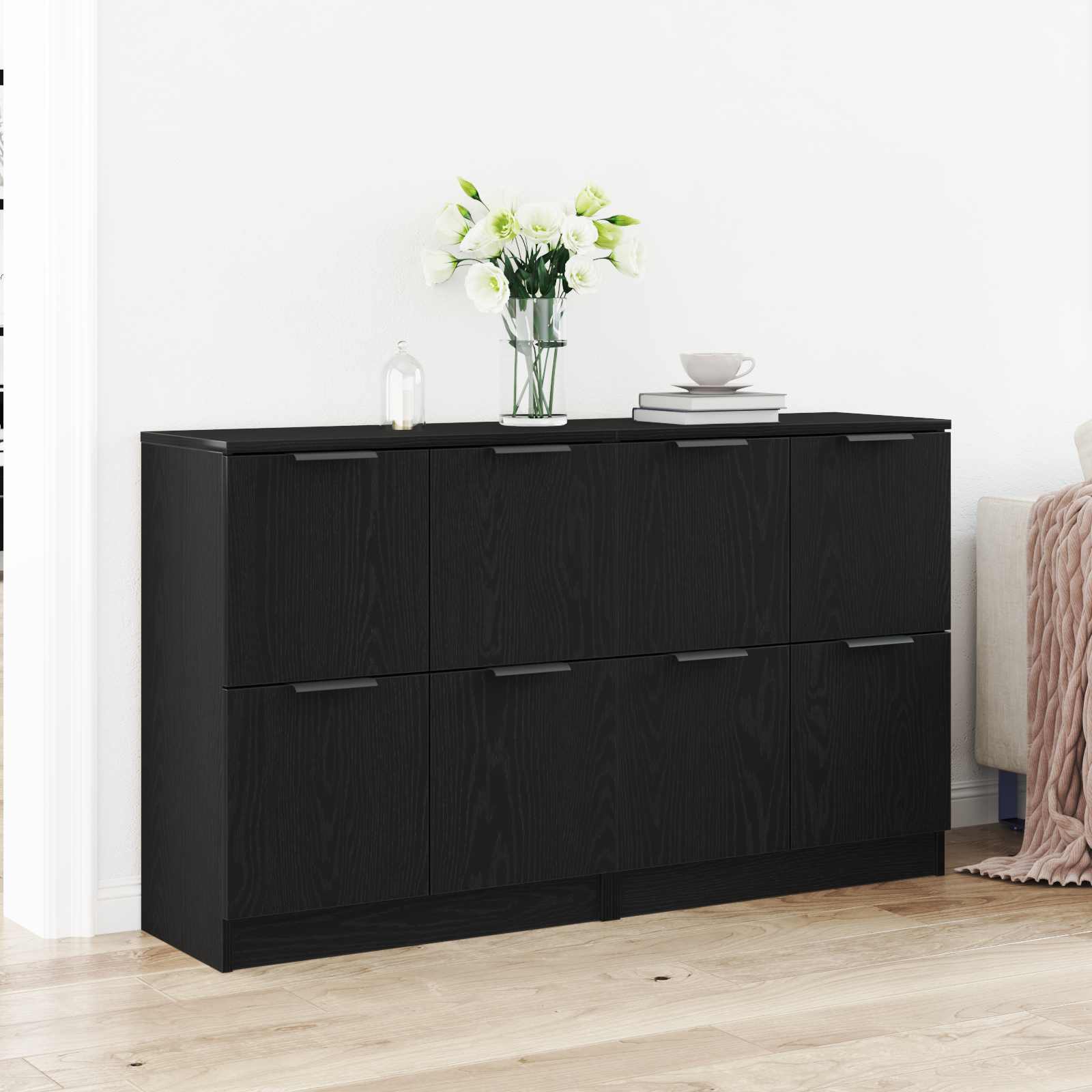 Széf 2 pcs fekete tölgy 60 x 30 x 70 cm faanyag