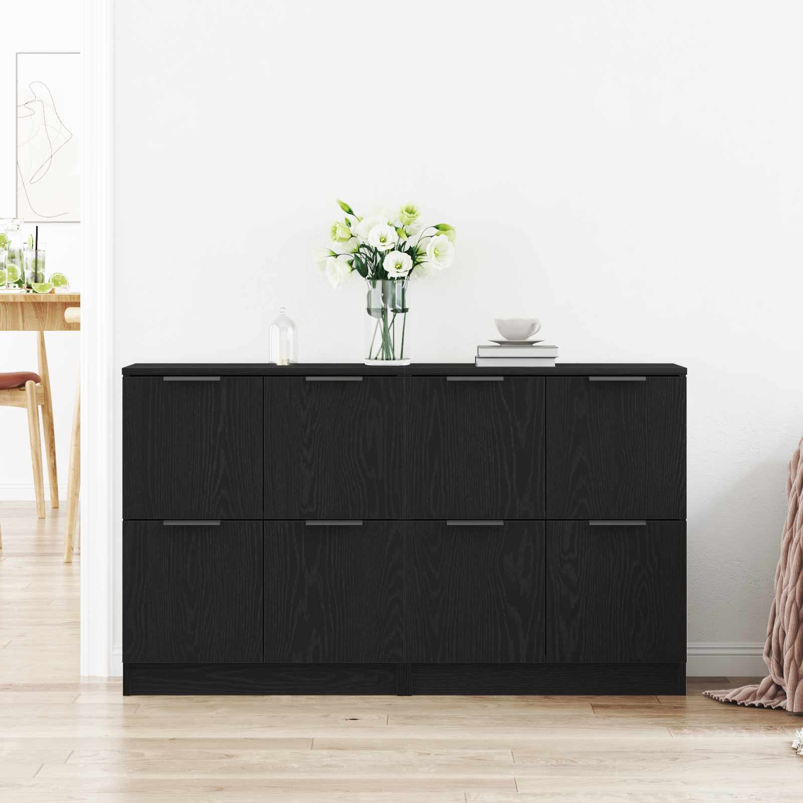 Széf 2 pcs fekete tölgy 60 x 30 x 70 cm faanyag