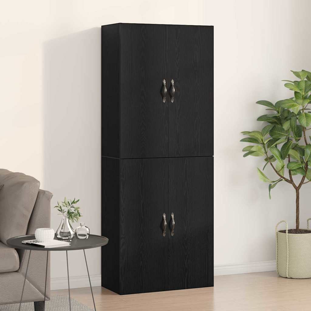 Fali szekrény 2 pcs fekete tölgy 69,5 x 34 x 90 cm faanyag