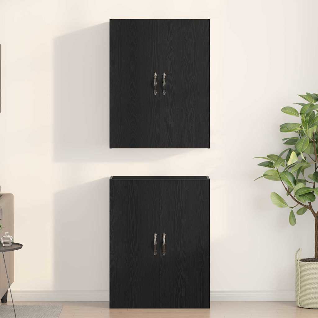Fali szekrény 2 pcs fekete tölgy 69,5 x 34 x 90 cm faanyag