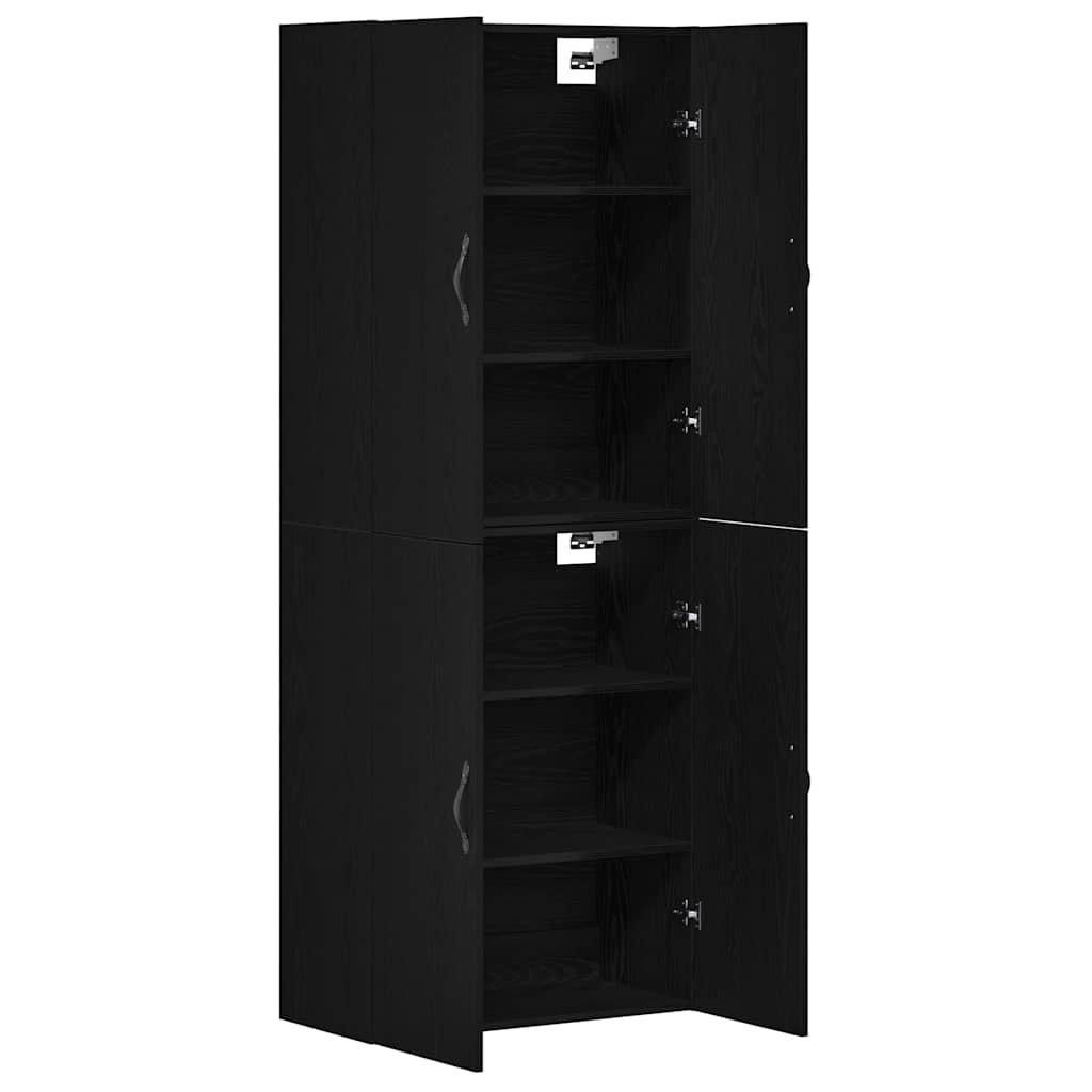 Fali szekrény 2 pcs fekete tölgy 69,5 x 34 x 90 cm faanyag