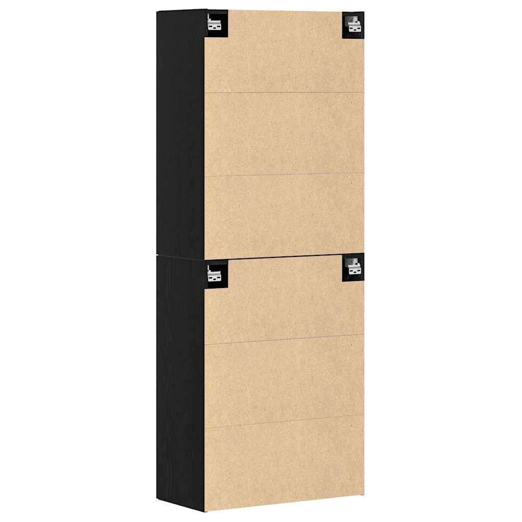 Fali szekrény 2 pcs fekete tölgy 69,5 x 34 x 90 cm faanyag