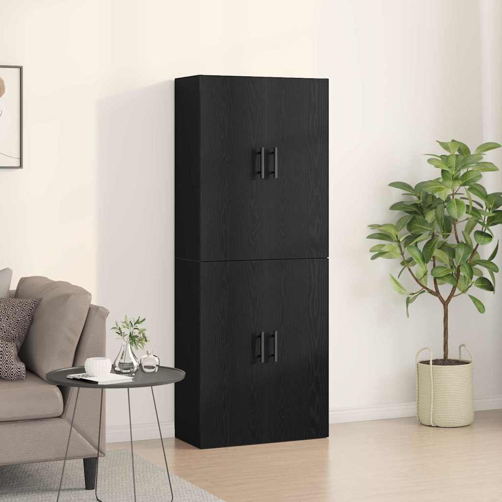 Fali szekrény 2 pcs fekete tölgy 69,5 x 34 x 90 cm faanyag