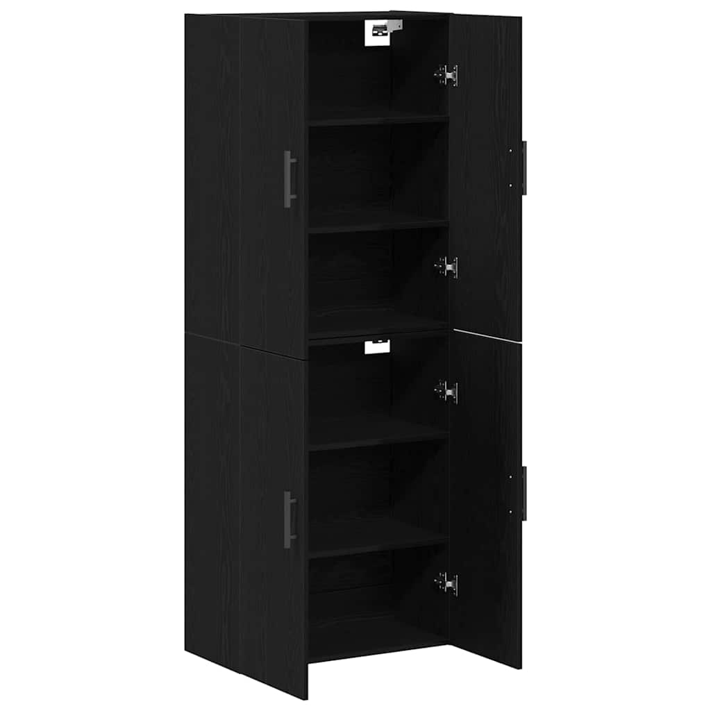 Fali szekrény 2 pcs fekete tölgy 69,5 x 34 x 90 cm faanyag
