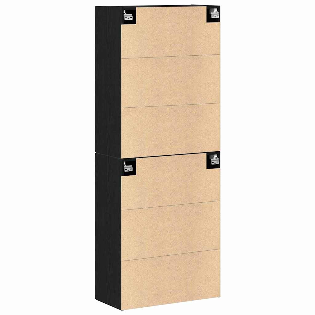 Fali szekrény 2 pcs fekete tölgy 69,5 x 34 x 90 cm faanyag