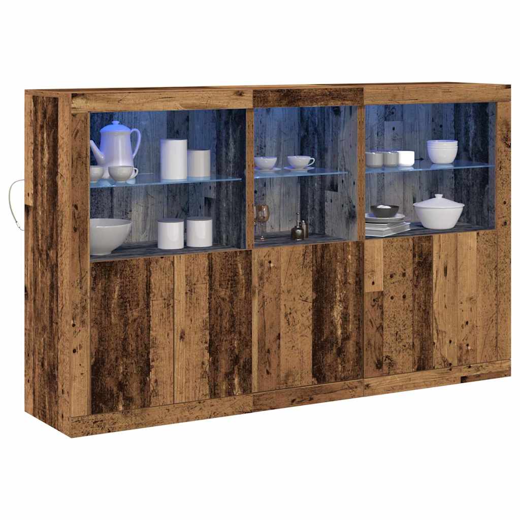 Led tálaló led -es lámpákkal öreg fa 162 x 37 x 100 cm faanyag