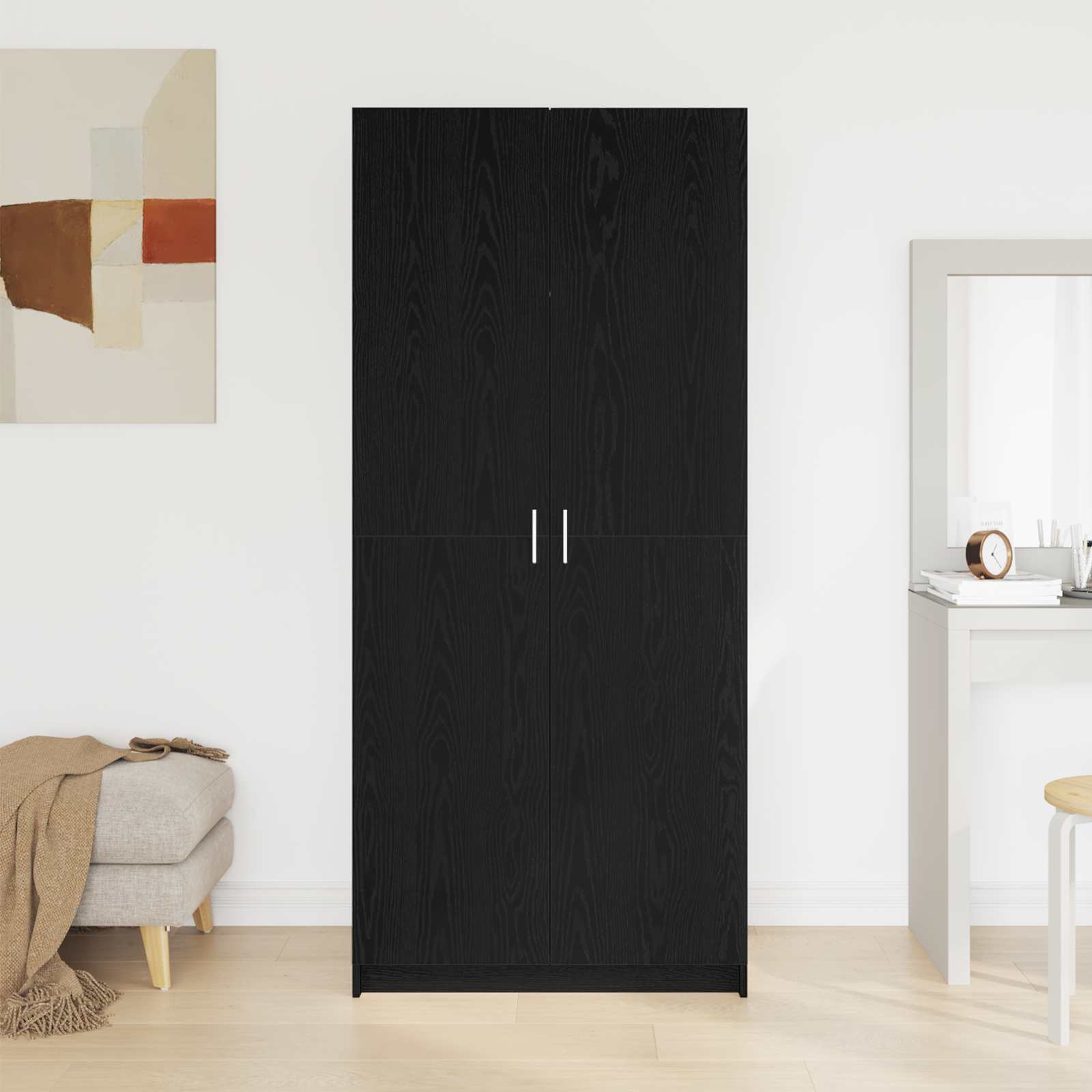 Ruhásszekrény polcokkal fekete tölgy 80 x 50,5 x 180 cm faanyag