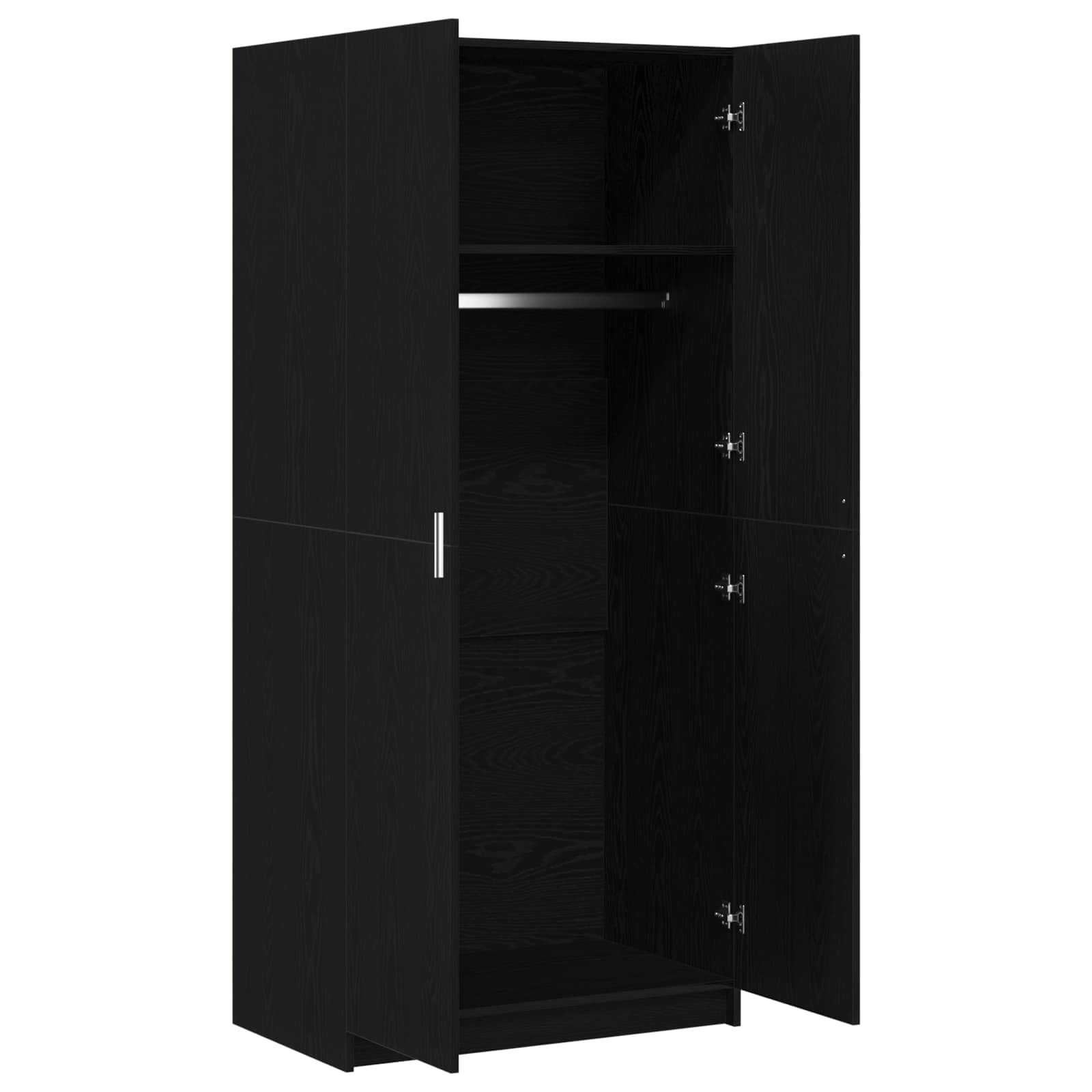 Ruhásszekrény polcokkal fekete tölgy 80 x 50,5 x 180 cm faanyag