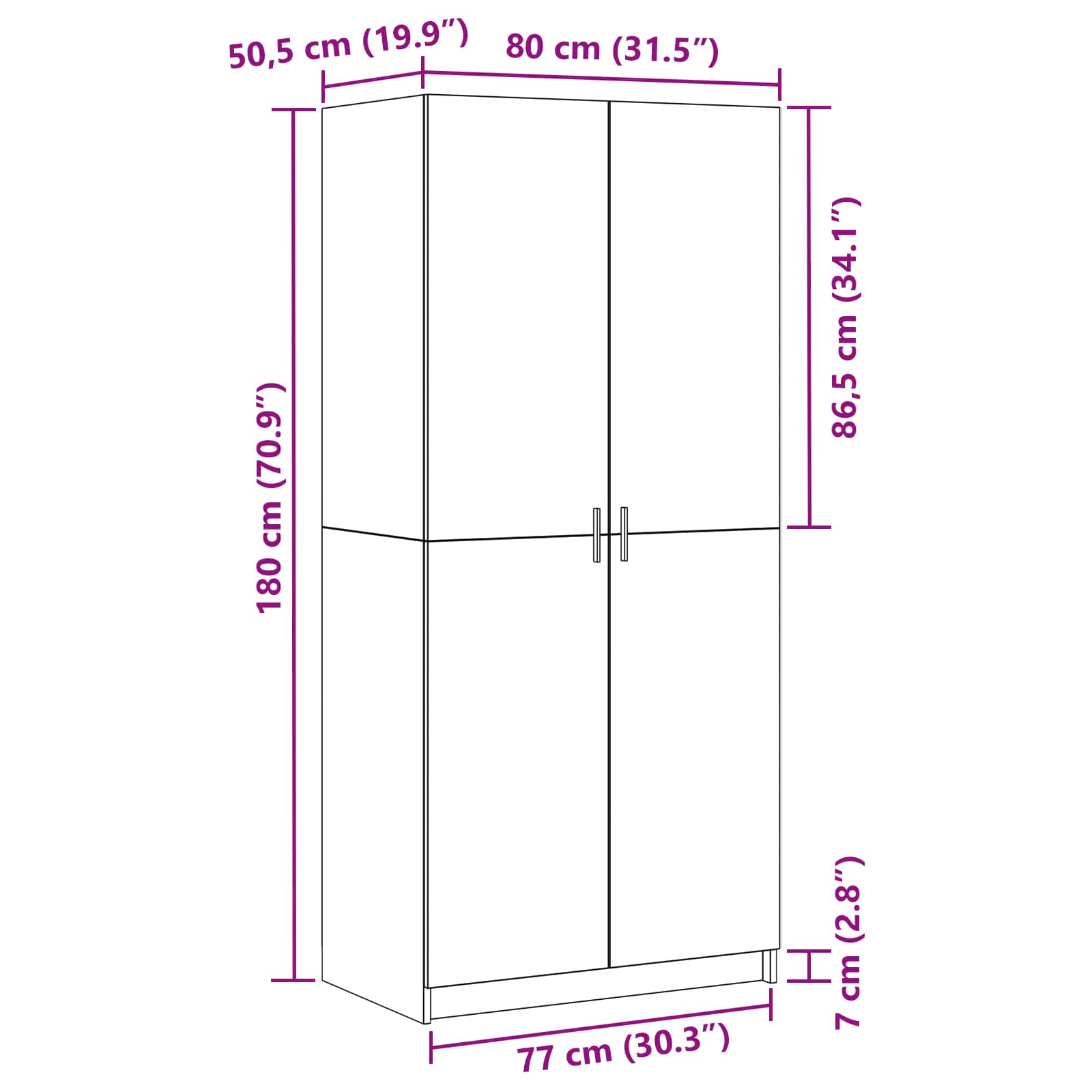 Ruhásszekrény polcokkal fekete tölgy 80 x 50,5 x 180 cm faanyag