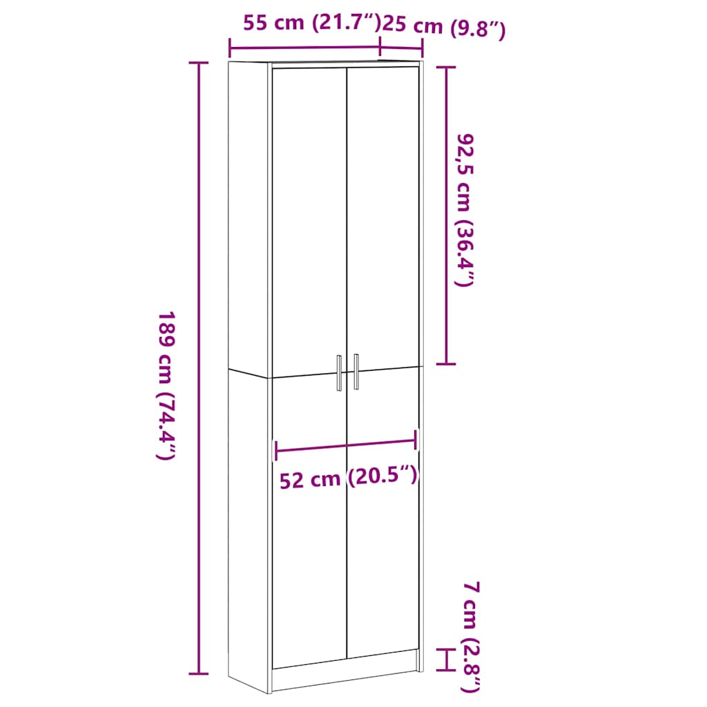 Ruhásszekrény polcokkal fekete tölgy 55 x 25 x 189 cm faanyag