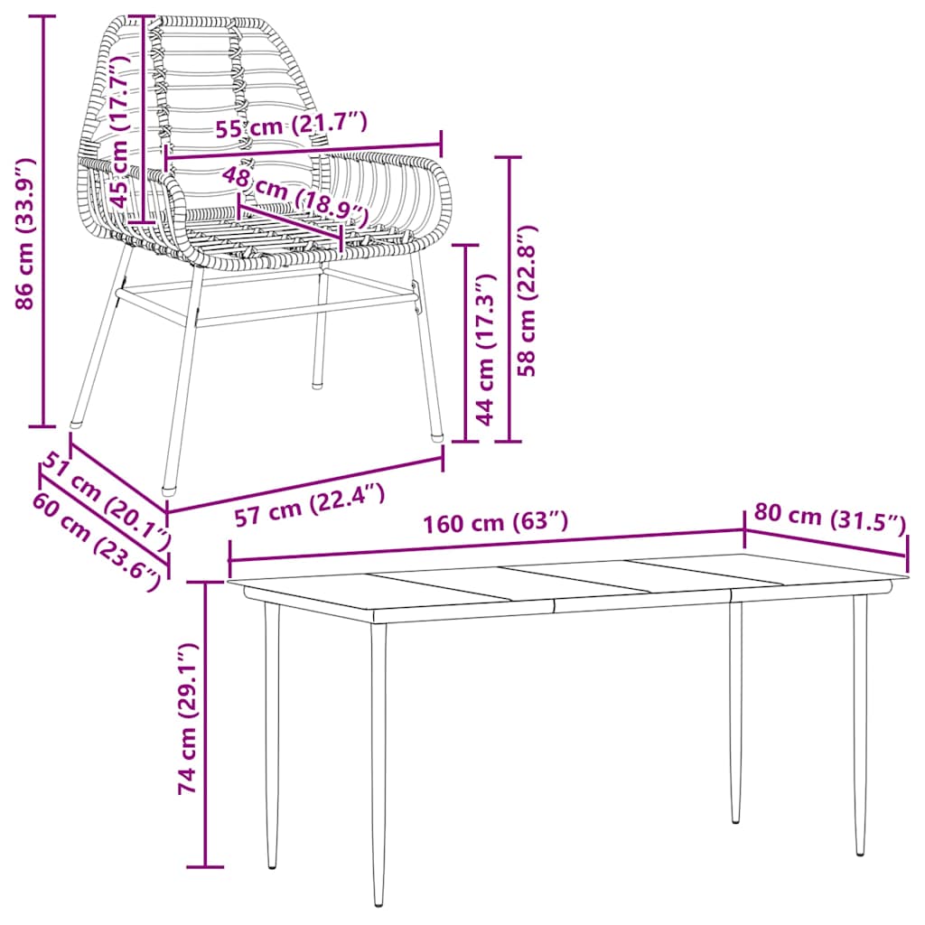 7 részes fekete polyrattan üveg kerti étkezőgarnitúra