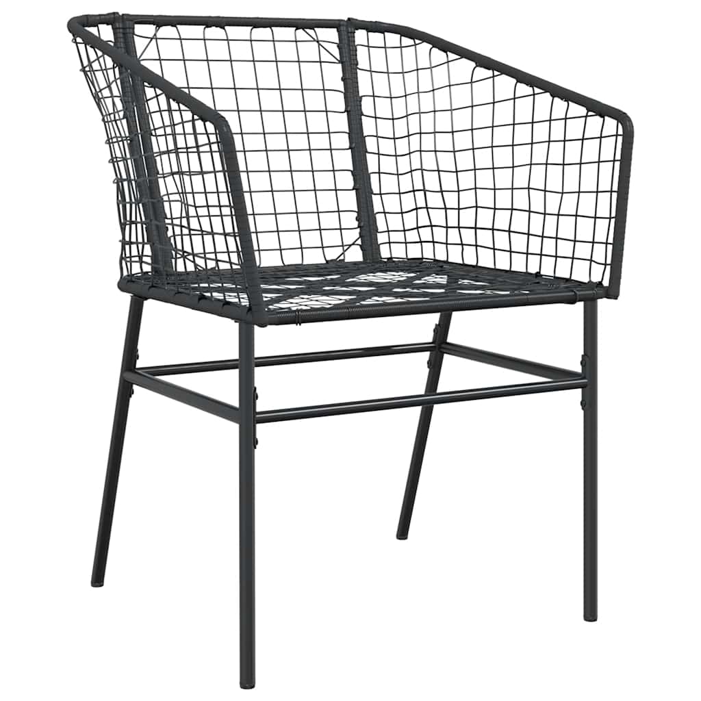 3 részes fekete polyrattan üveg kerti étkezőgarnitúra