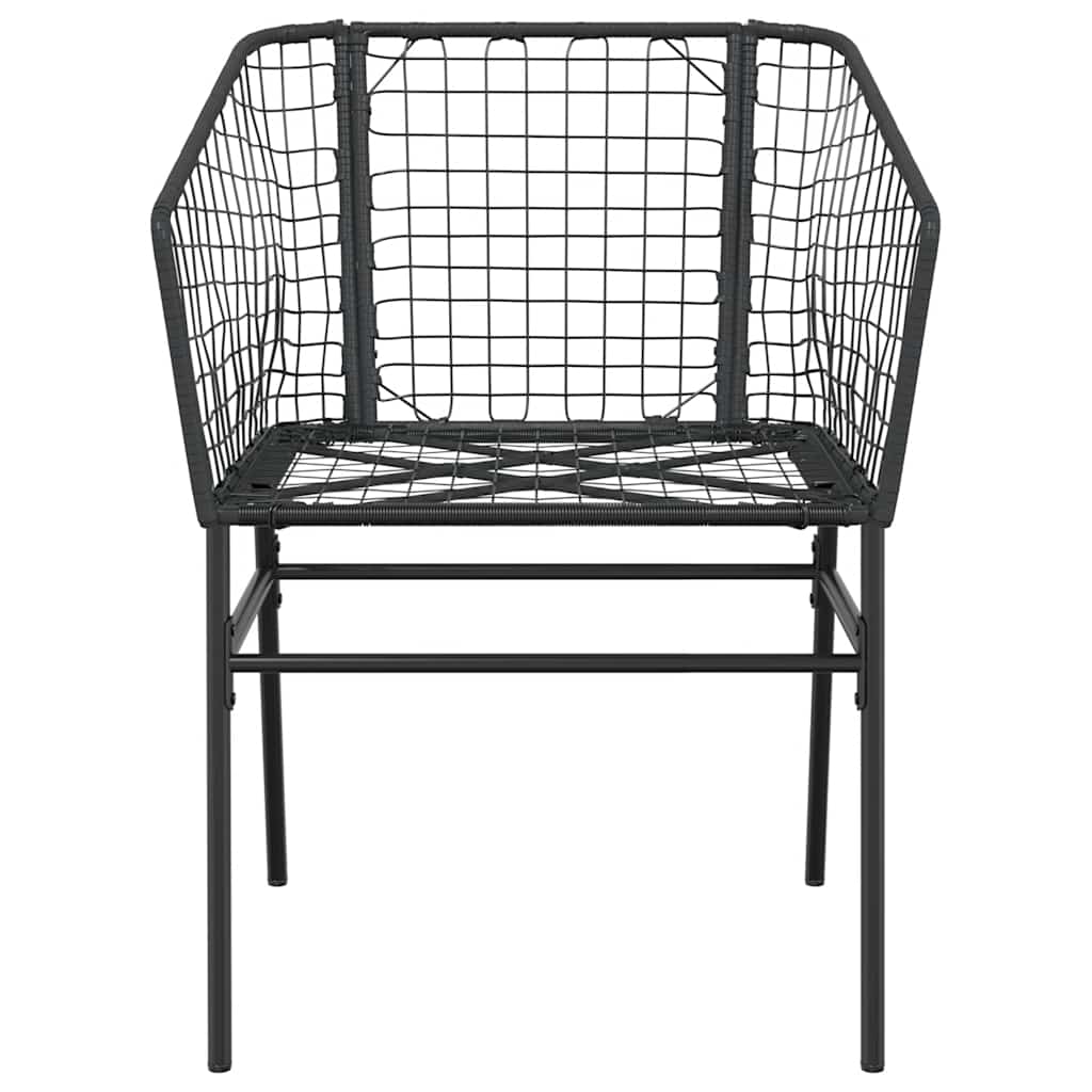 3 részes fekete polyrattan üveg kerti étkezőgarnitúra