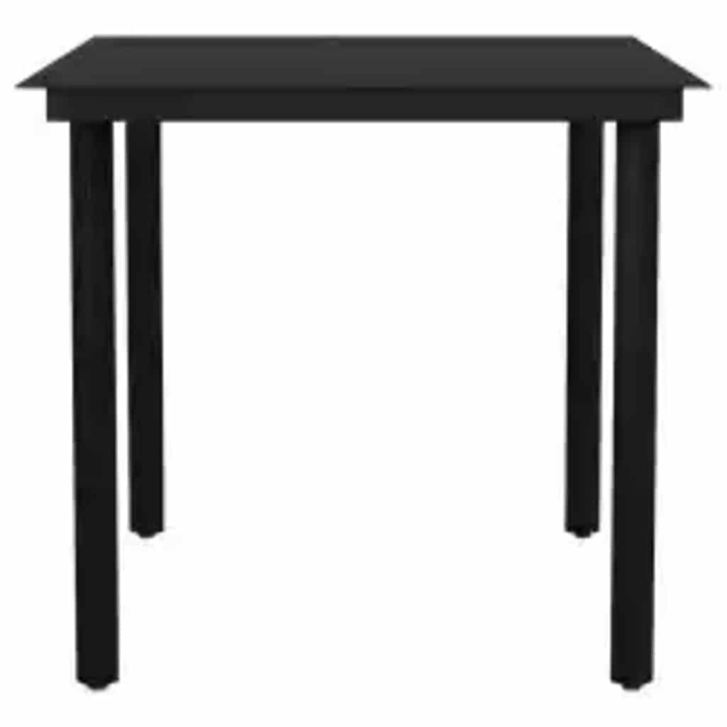 3 részes fekete polyrattan üveg kerti étkezőgarnitúra