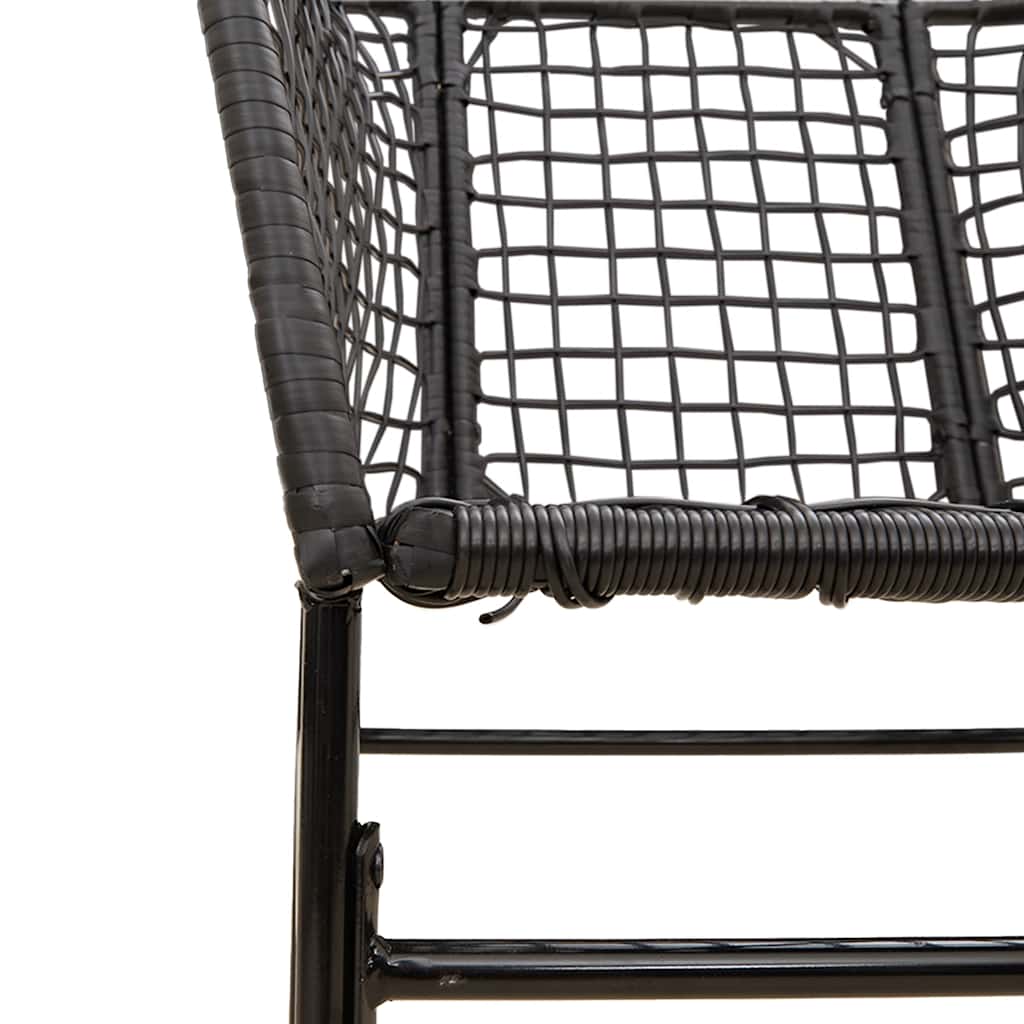3 részes fekete polyrattan üveg kerti étkezőgarnitúra