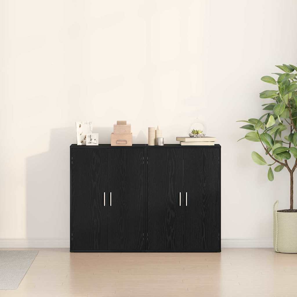 Széf 2 pcs fekete tölgy 60 x 31 x 84 cm faanyag