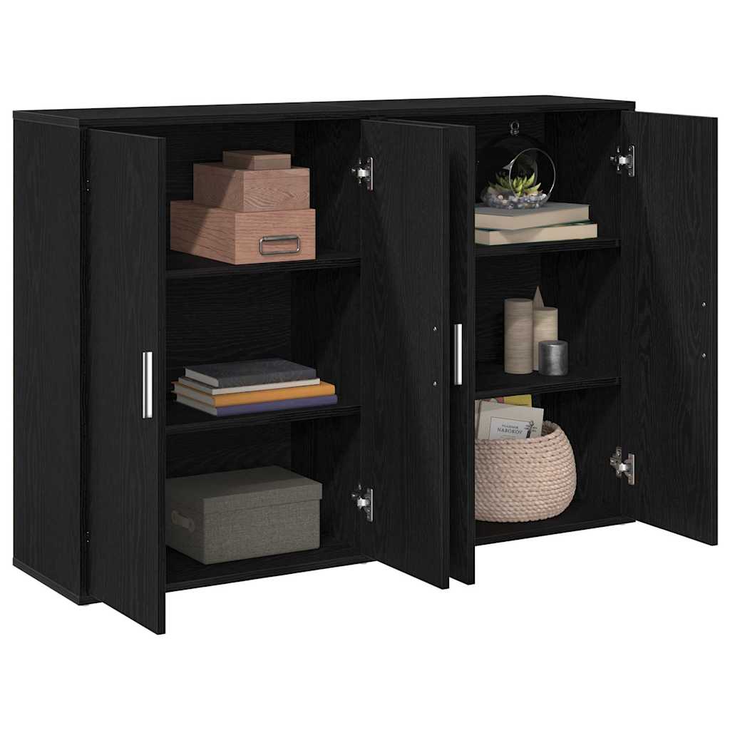 Széf 2 pcs fekete tölgy 60 x 31 x 84 cm faanyag