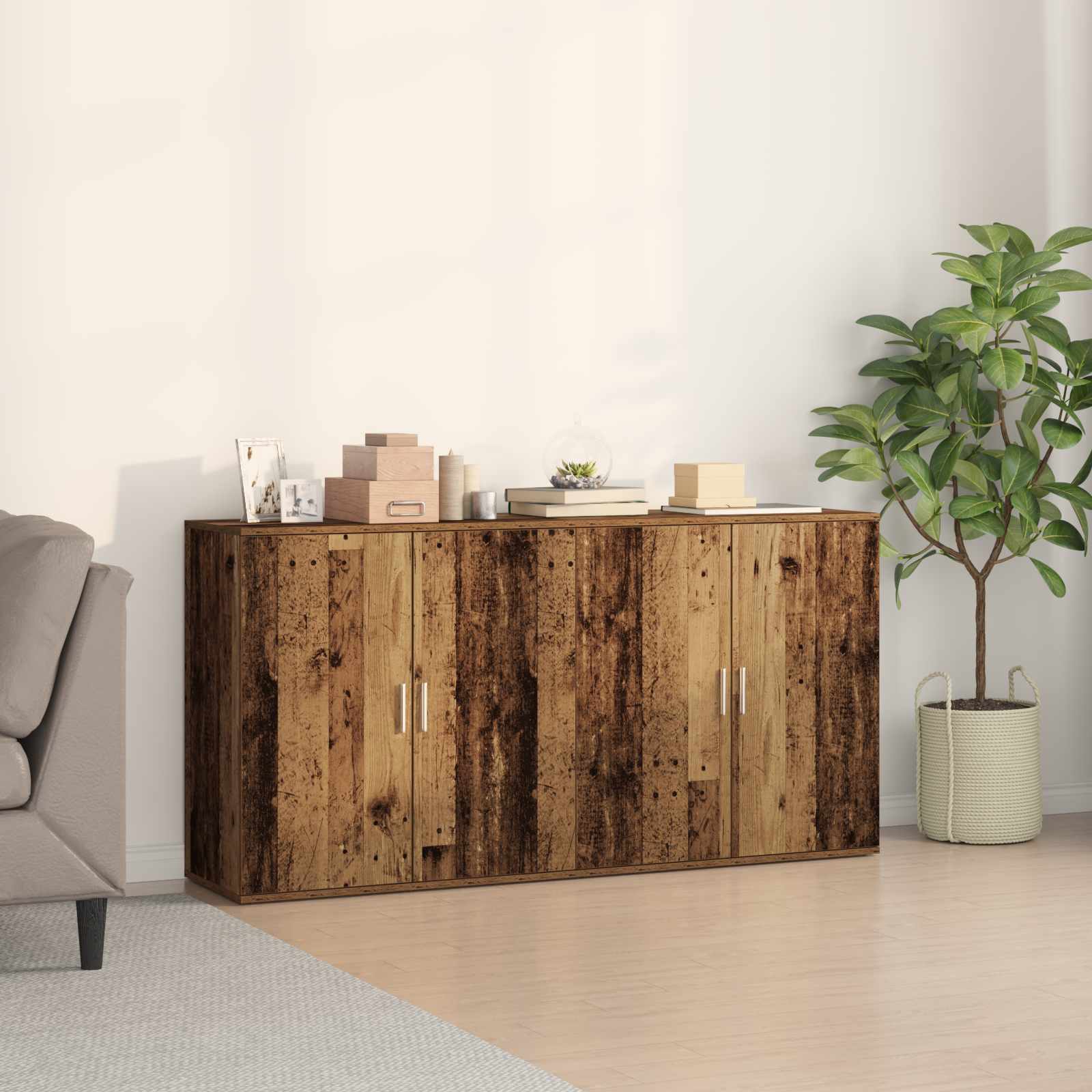 Széf 2 pcs öreg fa 79 x 38 x 80 cm faanyag