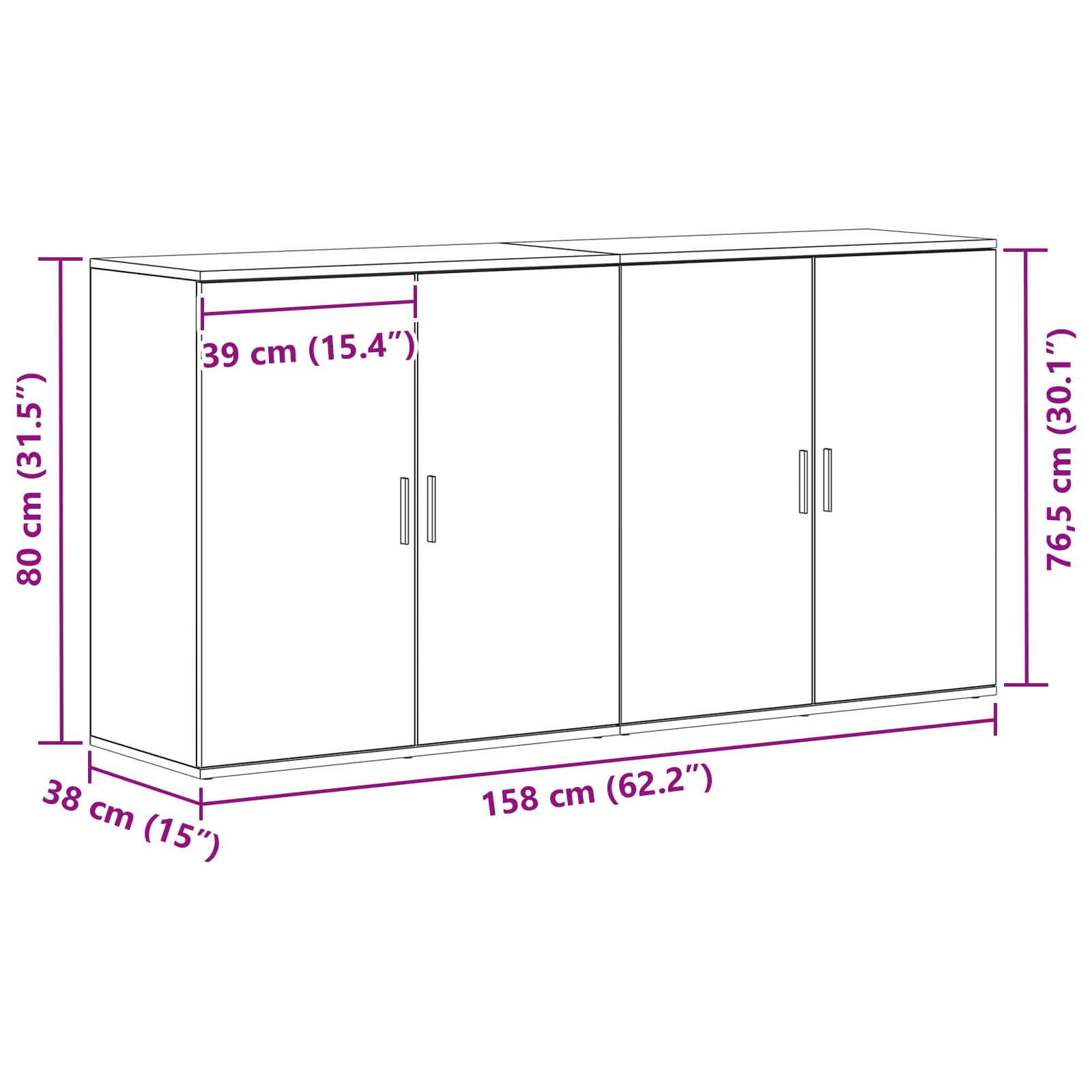 Széf 2 pcs öreg fa 79 x 38 x 80 cm faanyag