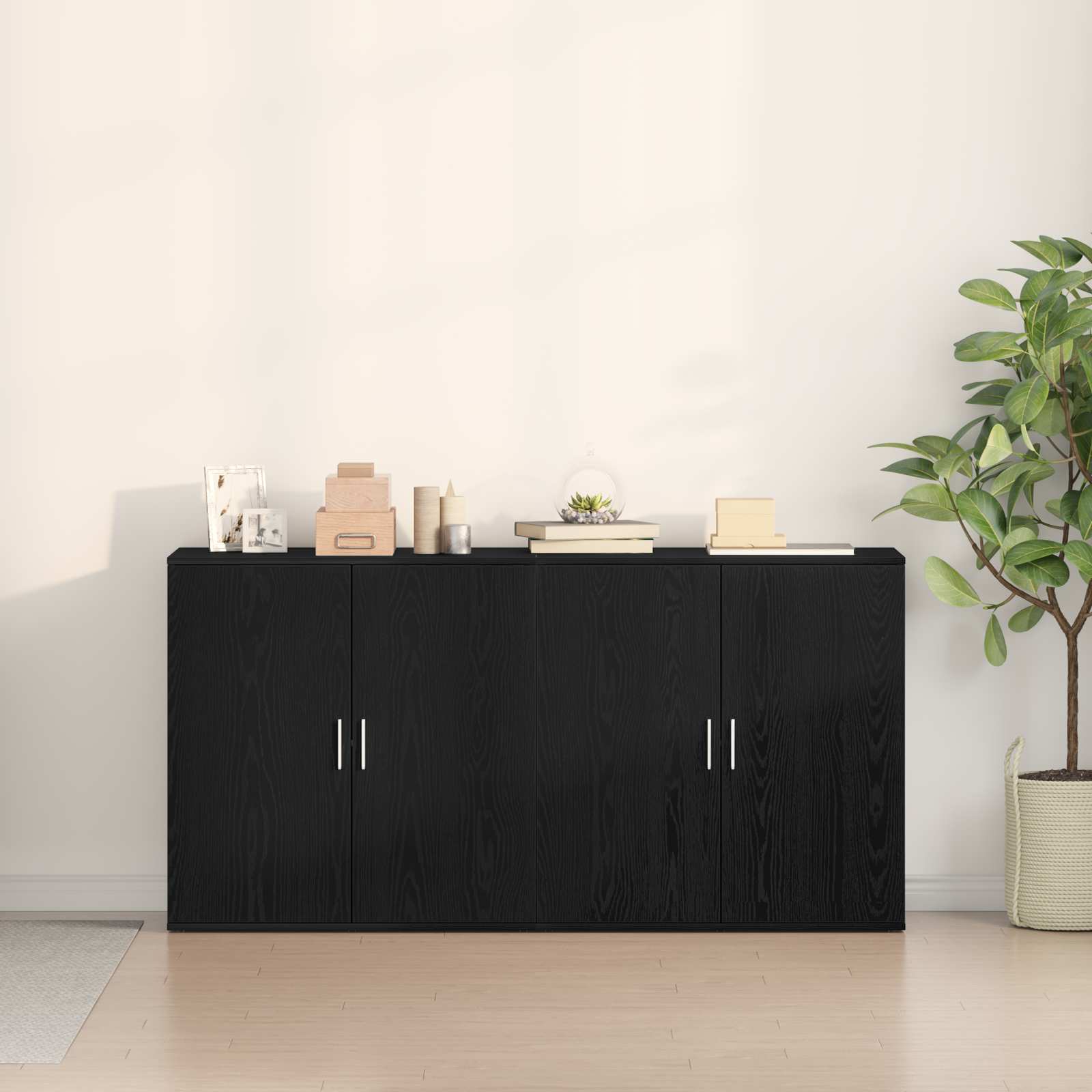 Széf 2 pcs fekete tölgy 79 x 38 x 80 cm faanyag