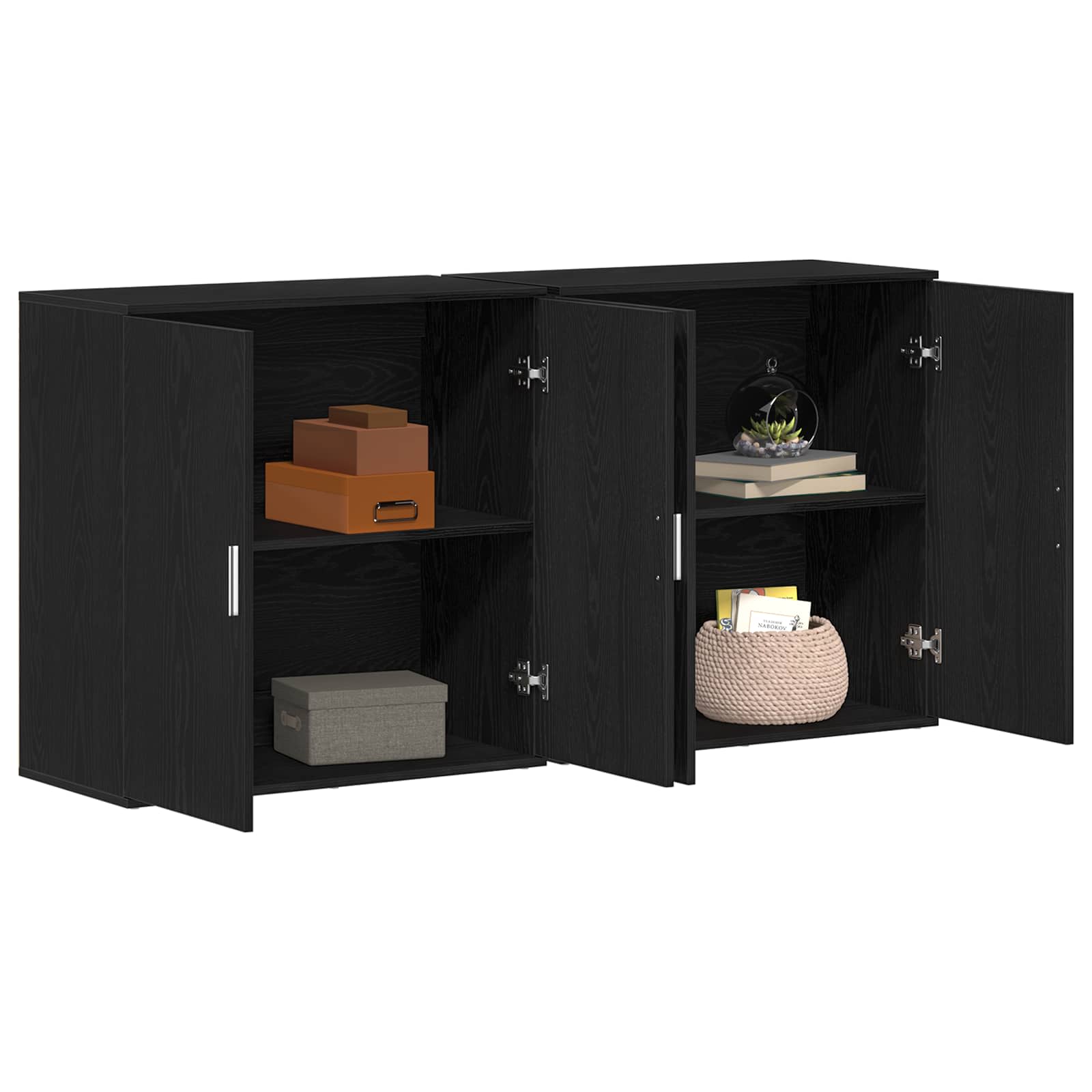 Széf 2 pcs fekete tölgy 79 x 38 x 80 cm faanyag