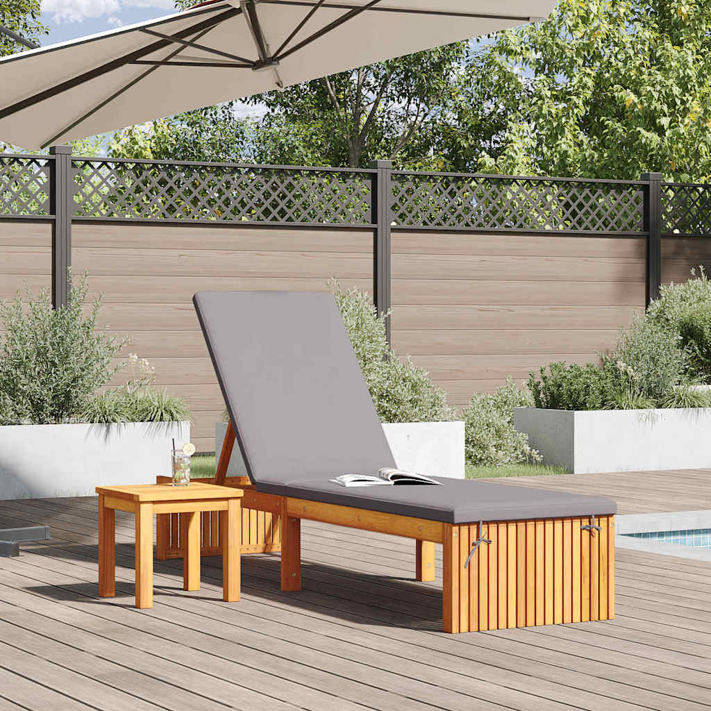 Napozó párnával olaj természetes 200 x 55 x 94 cm tömör akácfa