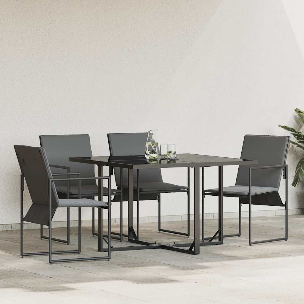 Szék párnával 4 pcs fekete és antracit textilén