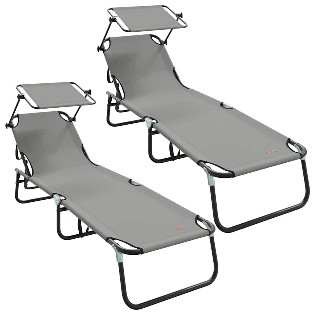 Összecsukható nyugágy 2 pcs szürke 190 x 57 x 81 cm oxford