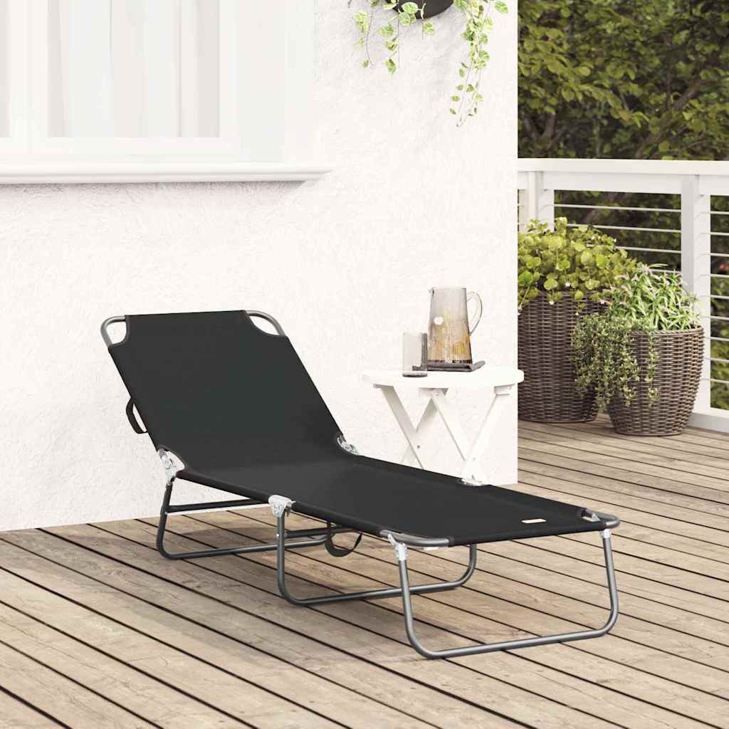 Összecsukható nyugágy fekete 188 x 57 x 86,5 cm poliészter