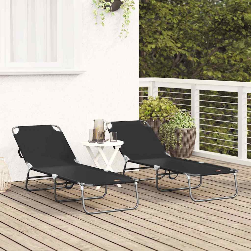 Összecsukható nyugágy 2 pcs fekete 188 x 57 x 86,5 cm