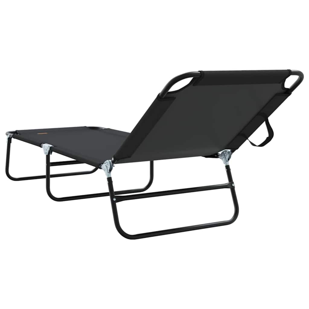 Összecsukható nyugágy 2 pcs fekete 188 x 57 x 86,5 cm