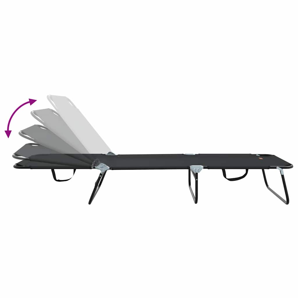 Összecsukható nyugágy 2 pcs fekete 188 x 57 x 86,5 cm