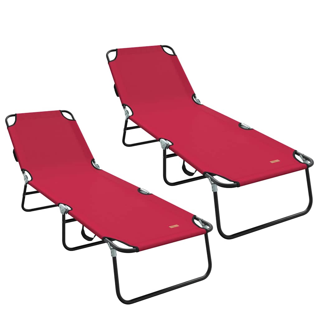Összecsukható nyugágy 2 pcs piros 188 x 57 x 86,5 cm poliészter