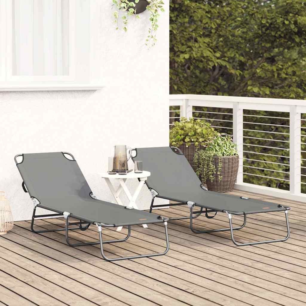 Összecsukható nyugágy 2 pcs szürke 188 x 57 x 86,5 cm
