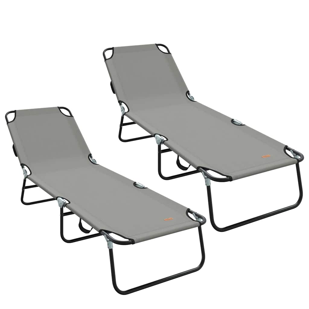Összecsukható nyugágy 2 pcs szürke 188 x 57 x 86,5 cm