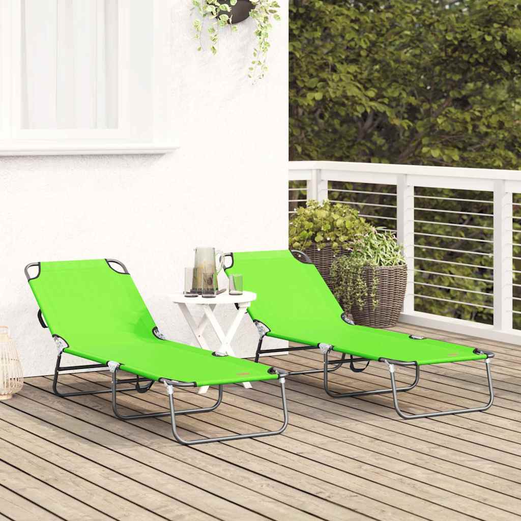 Összecsukható nyugágy 2 pcs zöld 188 x 57 x 86,5 cm poliészter