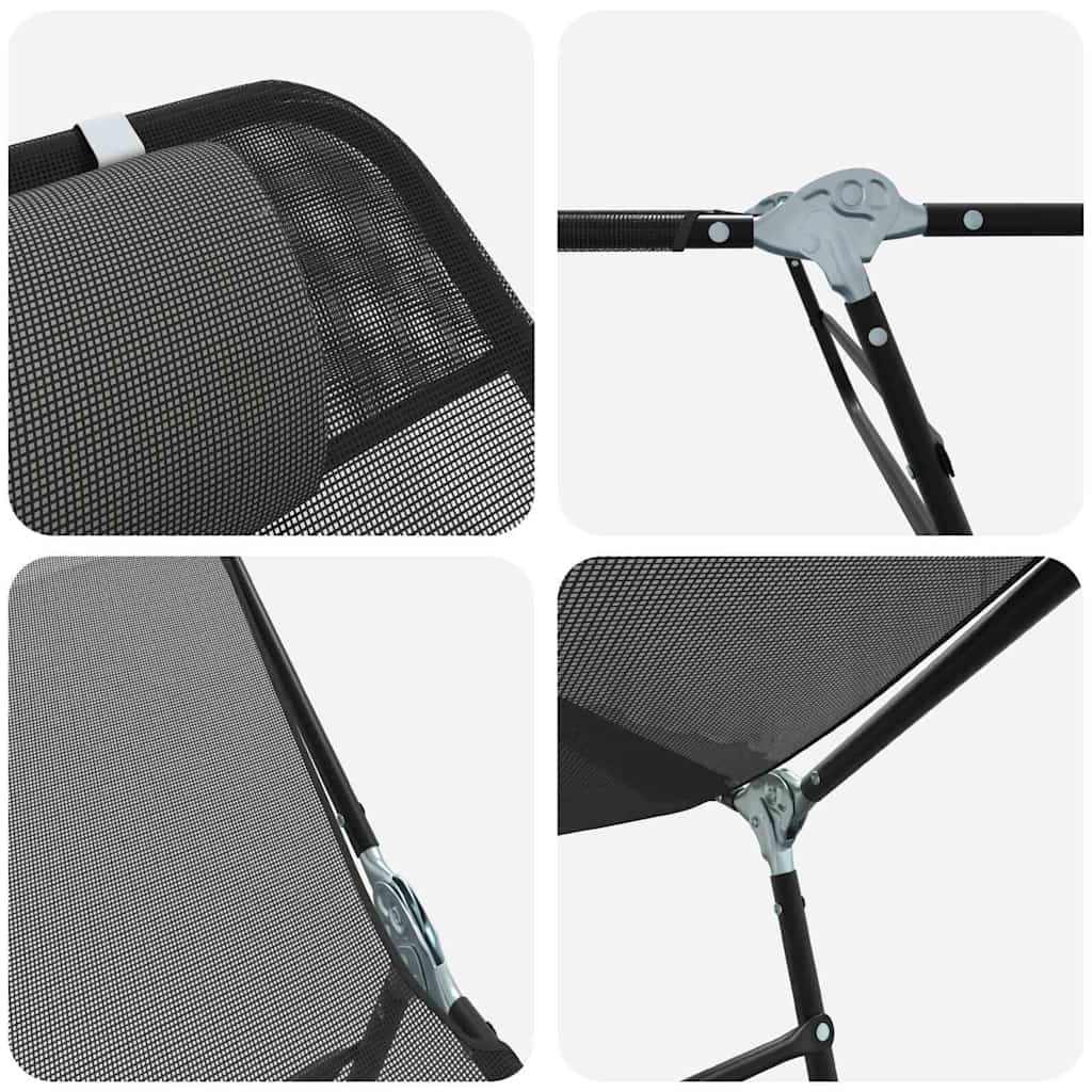 Összecsukható nyugágy 2 pcs fekete 182 x 55 x 85,5 cm textilén