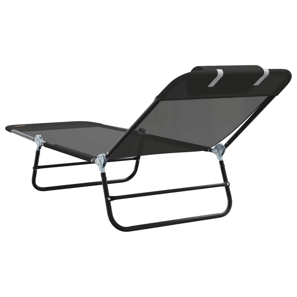 Összecsukható nyugágy 2 pcs fekete 182 x 55 x 85,5 cm textilén